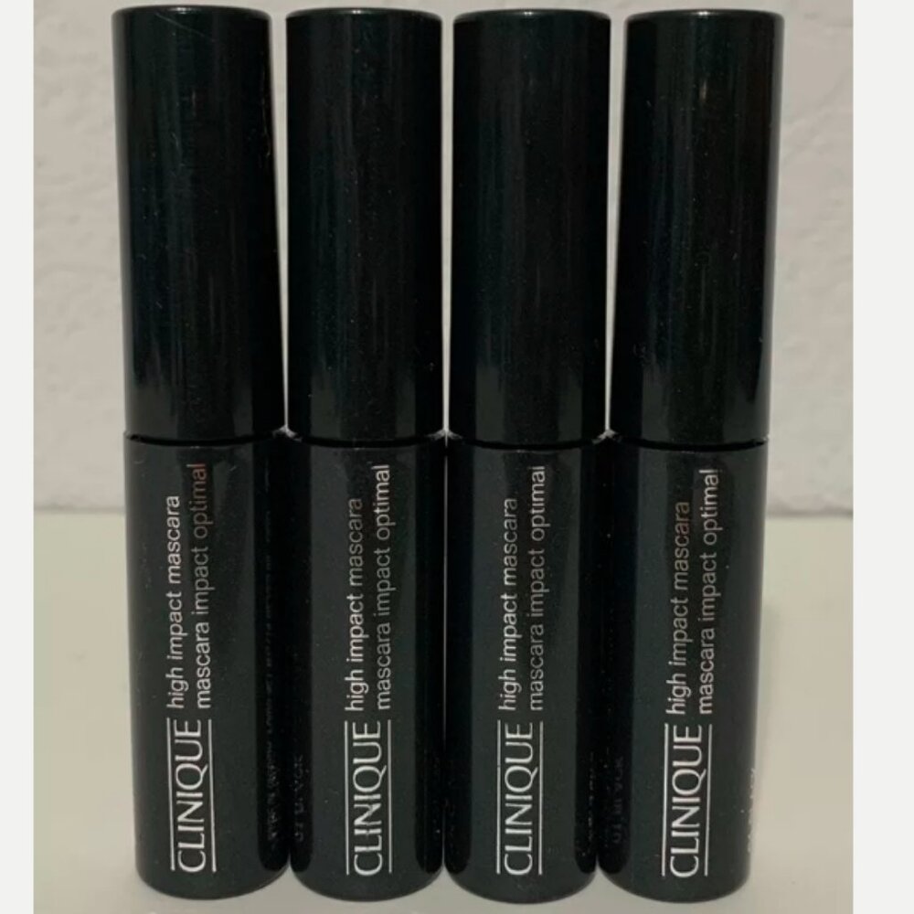 CLINIQUE HIGH IMPACT MASCARA 01 BLACK DELUXE ON THE GO TRAVEL SIZE LOT OF 4 NEW